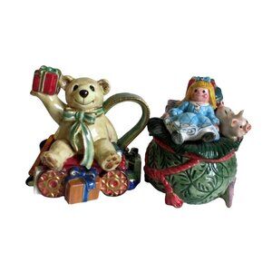 Fitz & Floyd Old Fashioned Christmas Sugar Creamer -  Doll Teddy Bear Toys